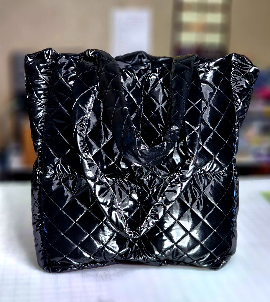 Faux Leather Quilted Puffer Tote Bag - One of a Kind, Ready to Ship - Dapper Xpressions