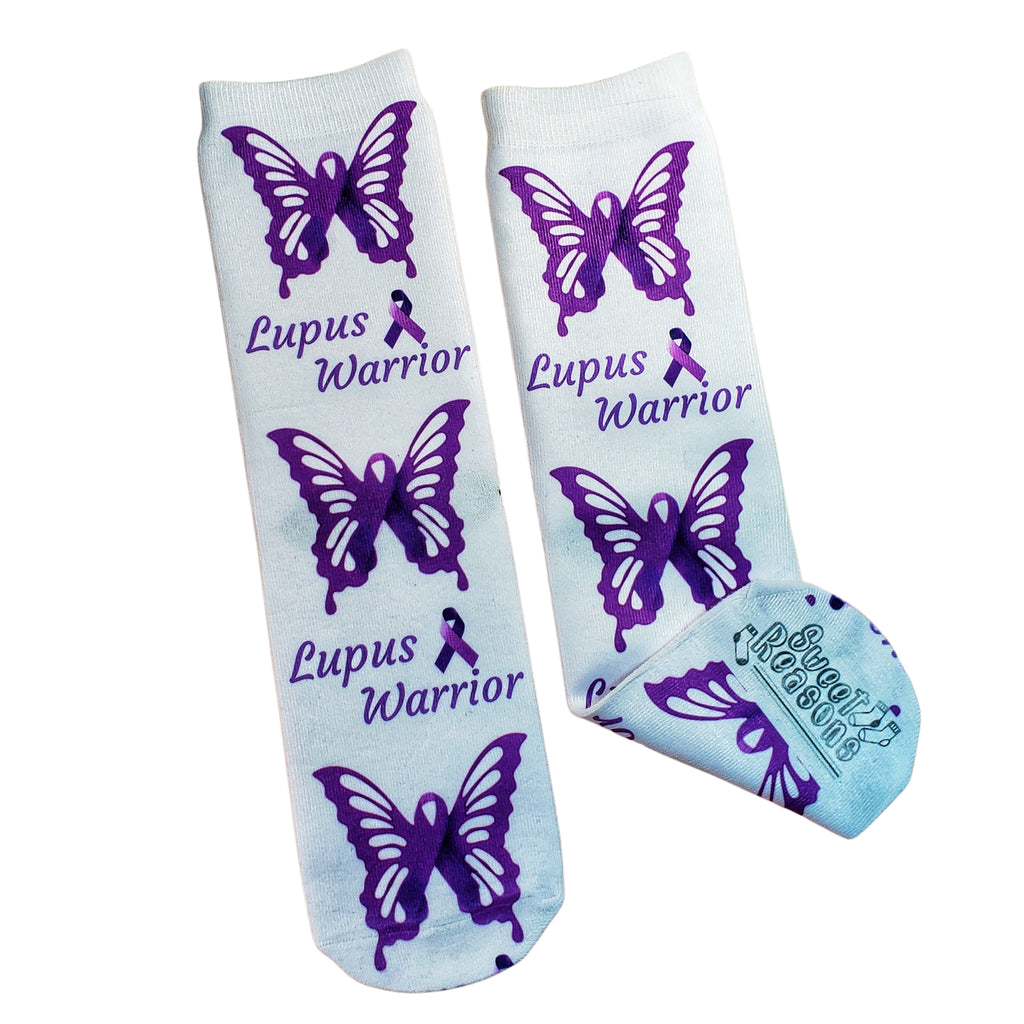 Lupus Awareness Butterfly Socks - Dapper Xpressions