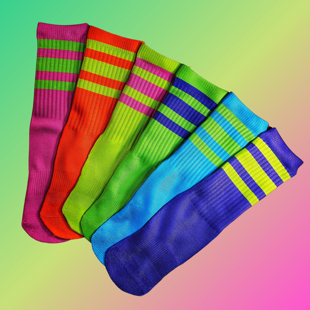 Neon Striped Tube Socks - Dapper Xpressions