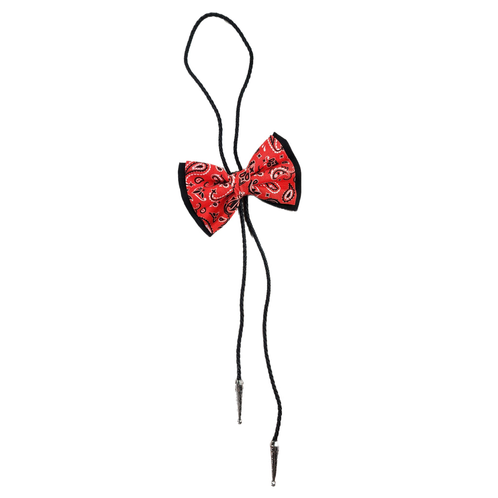 Red Paisley Bolo Bow Tie & Skinny Suspenders - Dapper Xpressions