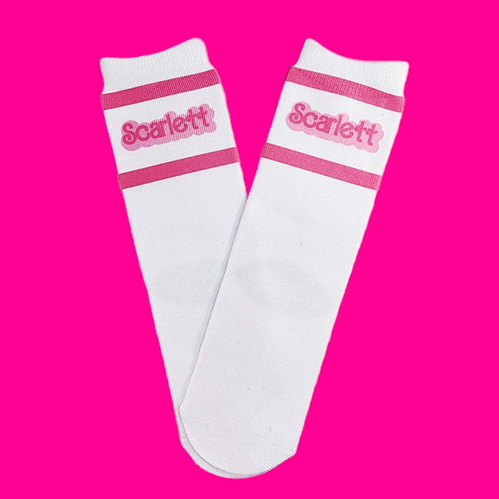 Personalized Barbie Font Socks - Dapper Xpressions