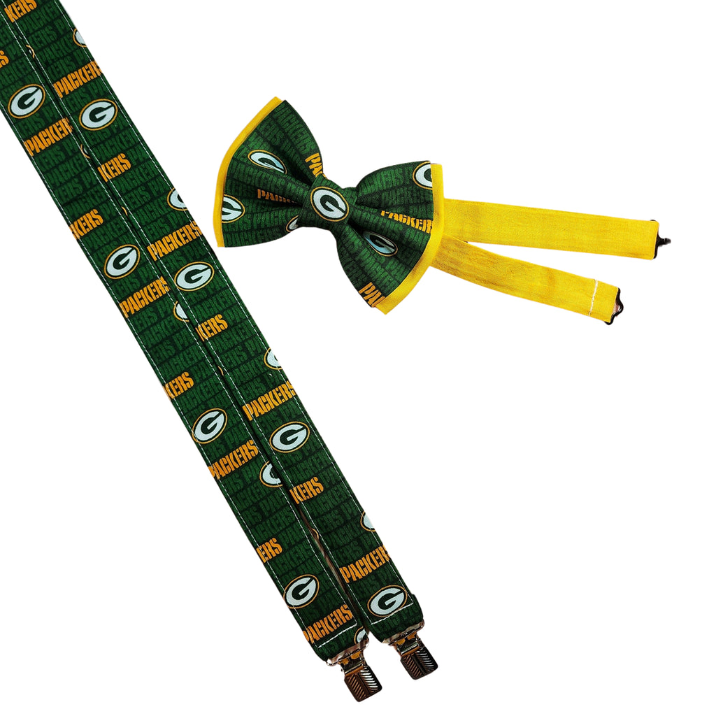 Green Bay Packers Mini Design Suspenders - Dapper Xpressions