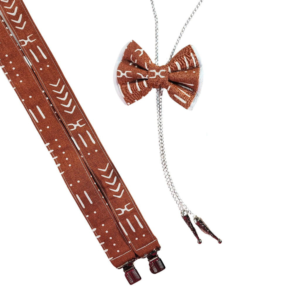 African Markings Bolo Bow Tie & Suspenders - Dapper Xpressions