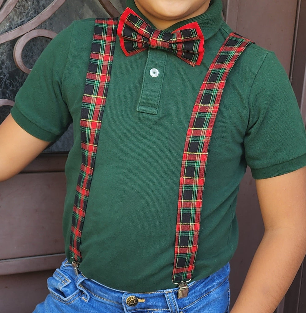 Christmas Black Plaid Suspenders - Dapper Xpressions